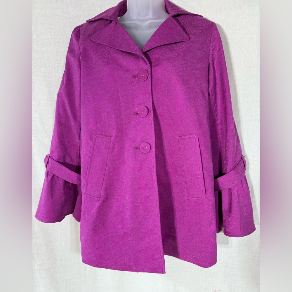 Simonton Says by George Simonton bell sleeve Women's Purple Jacket Sz XSmall
